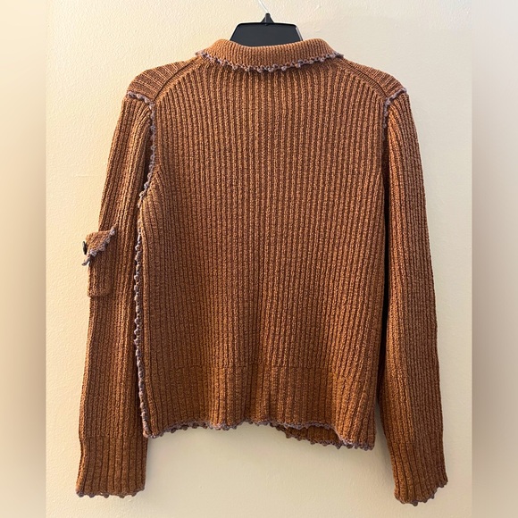 Knit cardigan with lavender trim - Picture 4 of 5